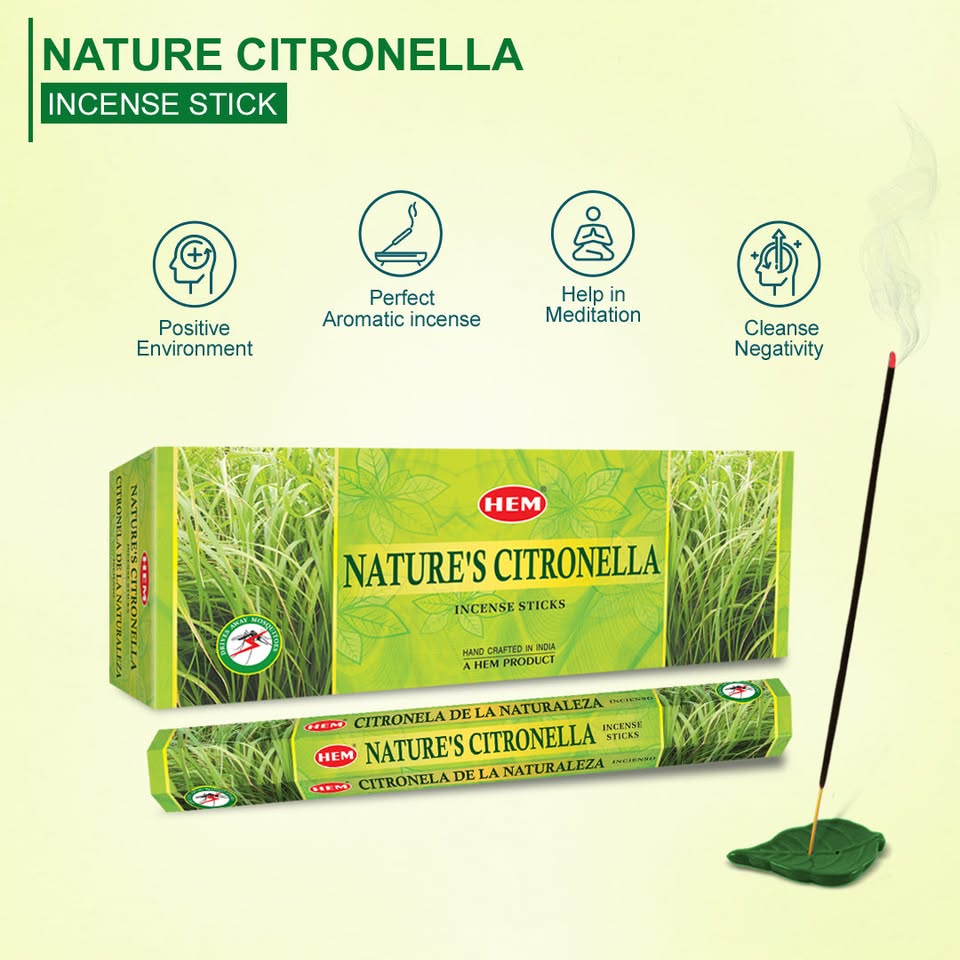 HEM Nature's Citronella Incense Sticks - Pack of 6 (20 Sticks Each)